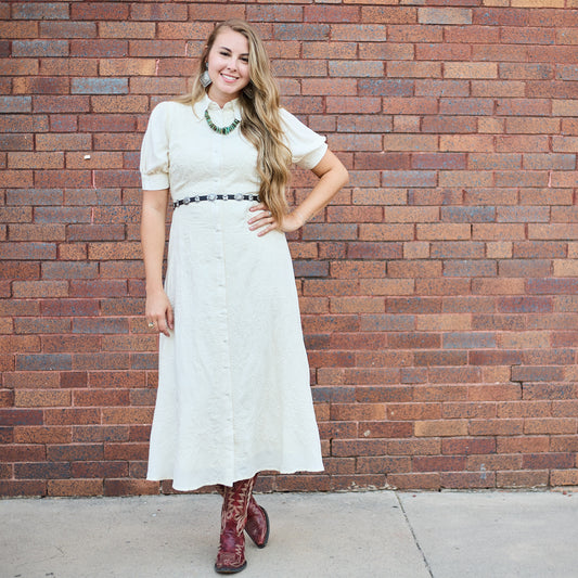 IVORY EMBROIDERED DRESS