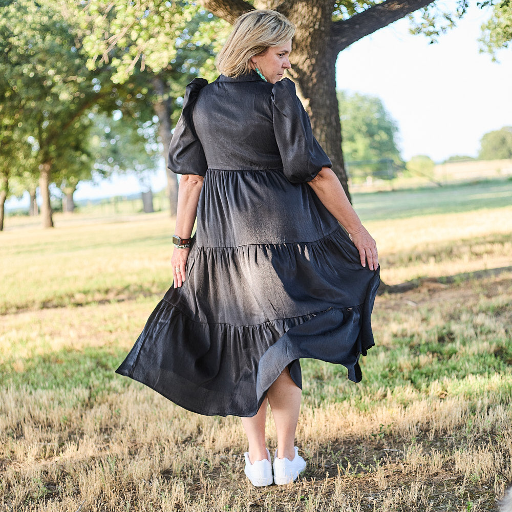 COLLARD MIDI SHIRT DRESS