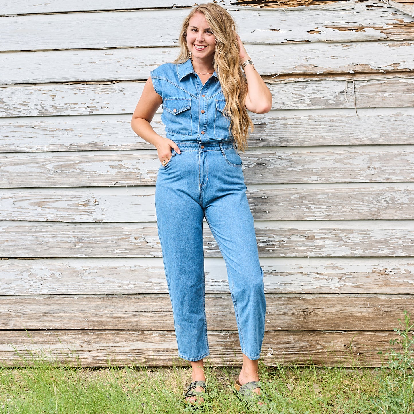 DENIM UTILITY JUMPSUIT