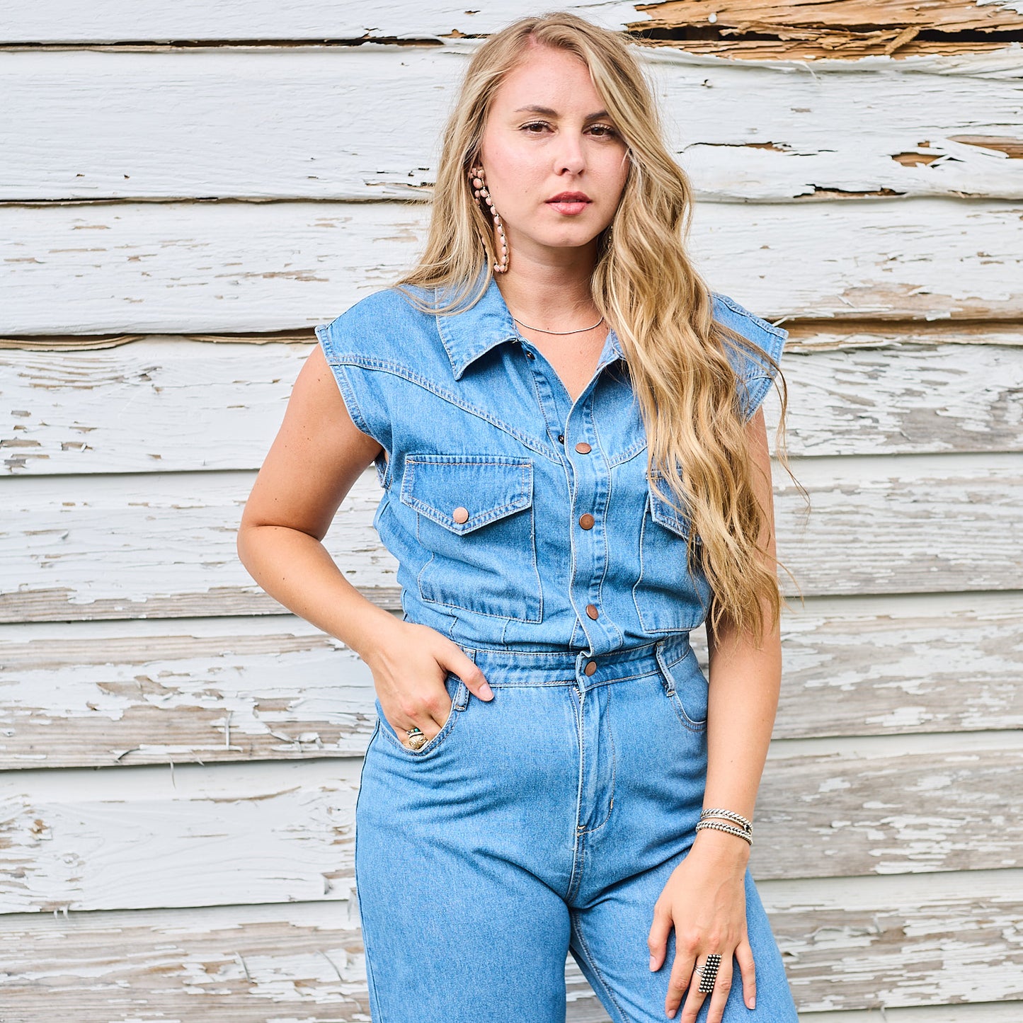 DENIM UTILITY JUMPSUIT