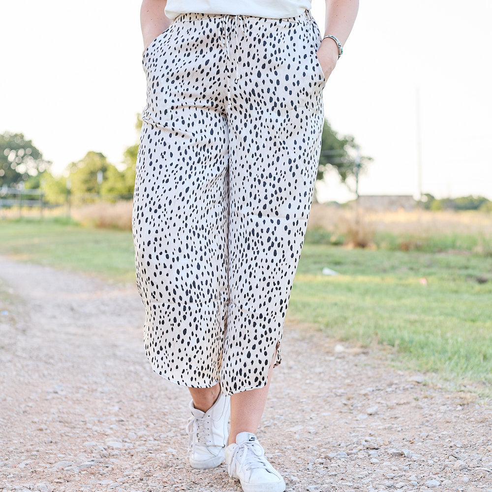 LEOPARD WIDE LEG PANTS