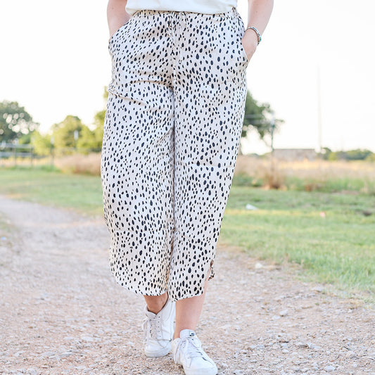 LEOPARD WIDE LEG PANTS