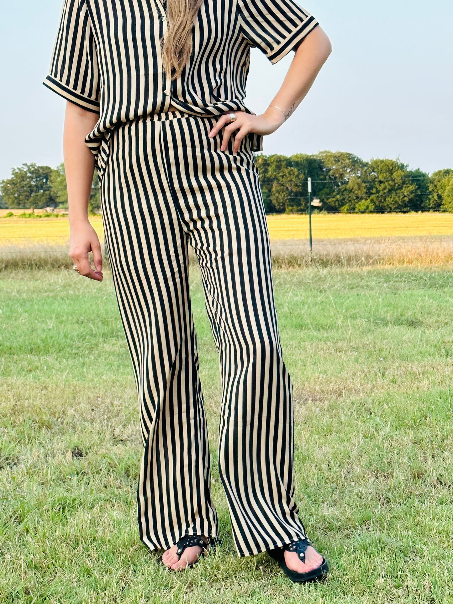 BIAS STRIPE PRINT PANTS